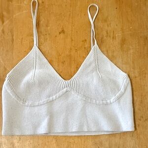 Lulu's Light Taupe Ribbed Spaghetti Strap Bralette lulus sz S